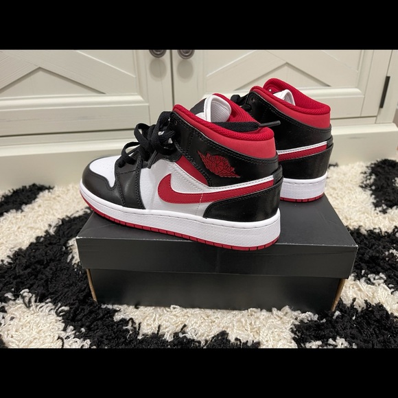 Jordan Other - NWT Air Jordan 1 Mid Gs In White/Gym Red-black
